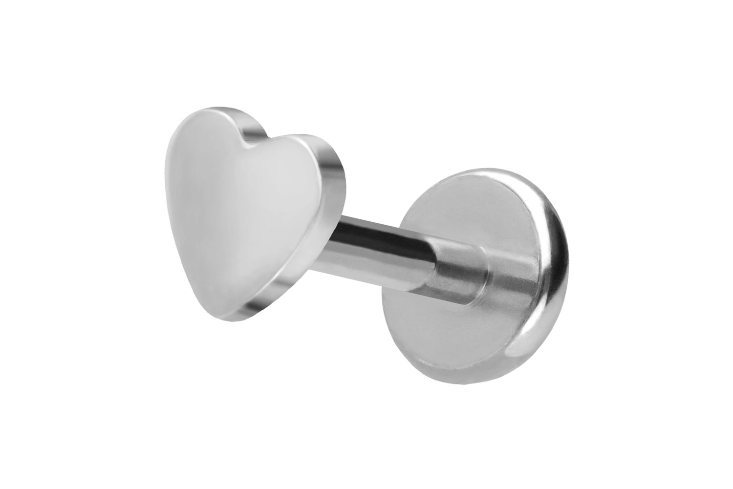 Titan Labret Piercing mit Push Fit HERZ